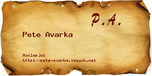 Pete Avarka névjegykártya